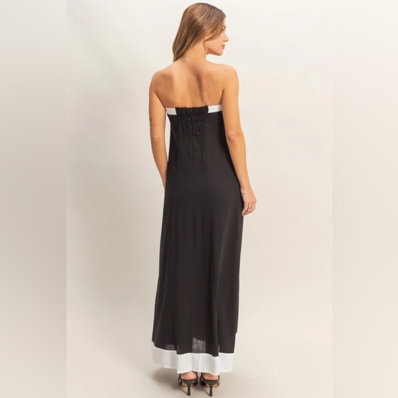 #40 Elegant Black and White Strapless Dress - Picture 2 of 2